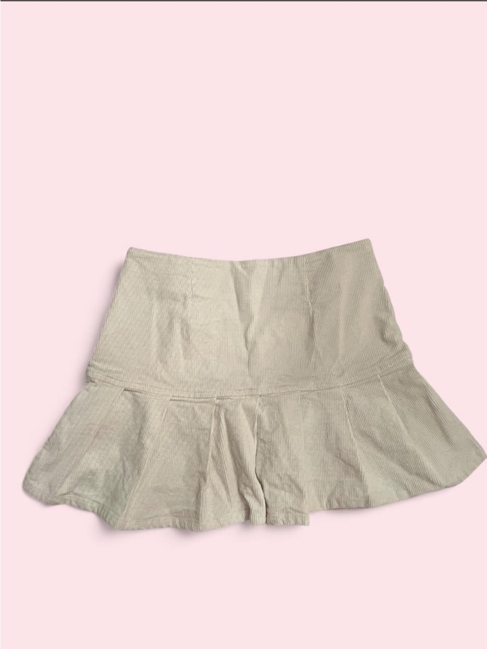 Forever 21 White Cream Corduroy Pleated Flared Skort